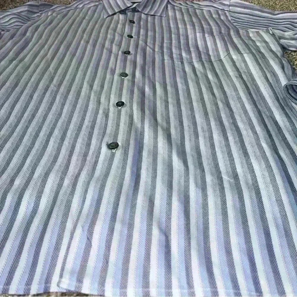 Ermenegildo Zegna Shirt Men's XL Blue/White Long Sleeve Striped Button Down - Picture 2 of 11